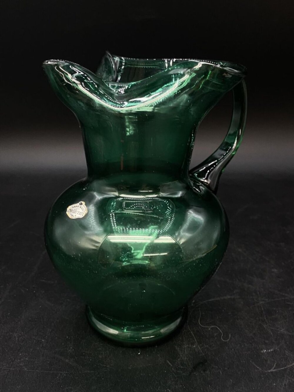 MCM Empoli Guildcraft Italy Green Pitcher Pinch Spout 6.5”
